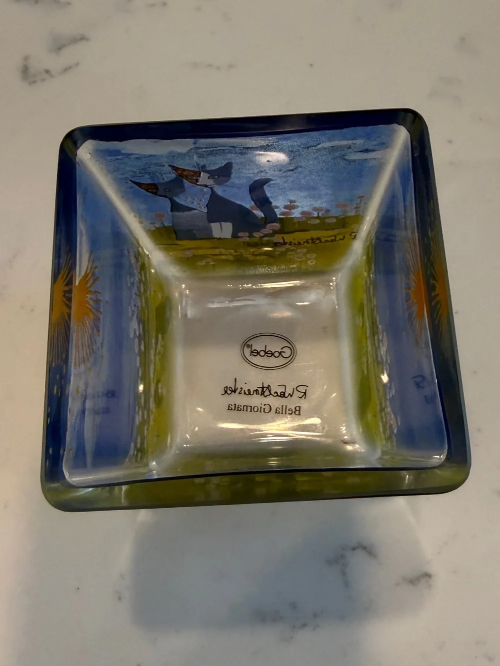Goebel Bella Giornata Rosina Wachtmeister Handmade Glass Cat Votive Candle Holde